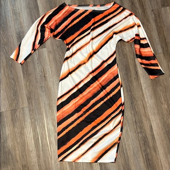 Dresses & Skirts - Striped Orange and Black Women's Dress